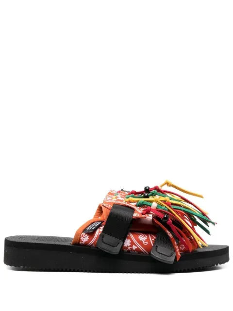 Alanui X Suicoke x Suicoke Moto fringed slides Orange LWIC002S22MAT0012185