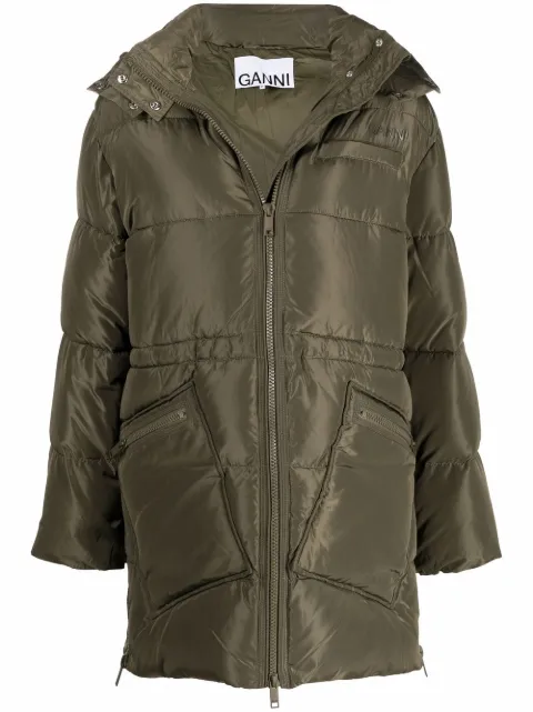 GANNI padded hooded coat Yellow F6451