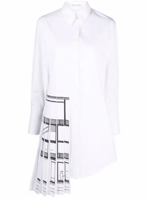 Off-White pleated-panel shirt dress White OWDB280F21FAB0010110