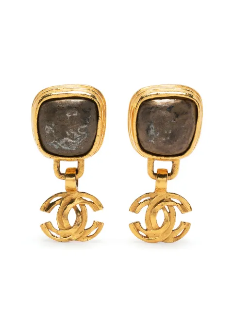 CHANEL Pre-Owned 1997 CC stone-embellished earrings Gold ER97A