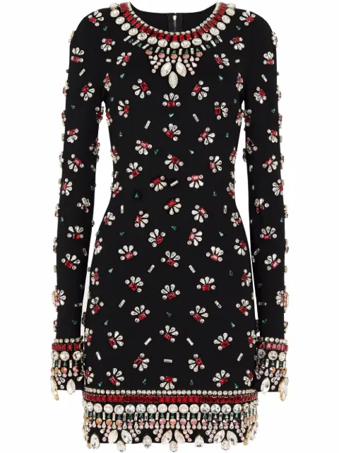 Dolce & Gabbana embellished long-sleeve minidress Black F6R6LZGDAJO