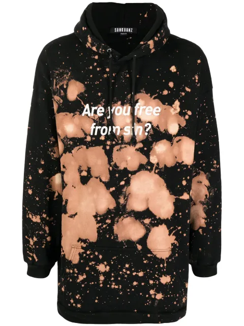Sankuanz tie dye-print cotton hoodie Black SKZU21AW0TH0301BK