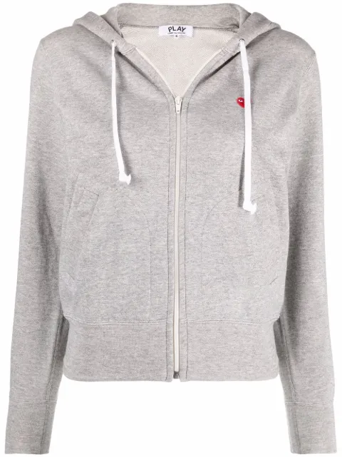 Comme Des Garçons Play embroidered-motif zip-fastening hoodie Grey P1T311