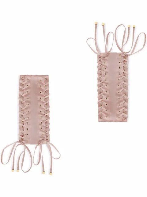 Dolce & Gabbana eyelet-detail satin gloves Pink FG071AFURAD