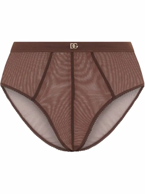 Dolce & Gabbana high-waisted logo briefs Brown O2C79TONL34