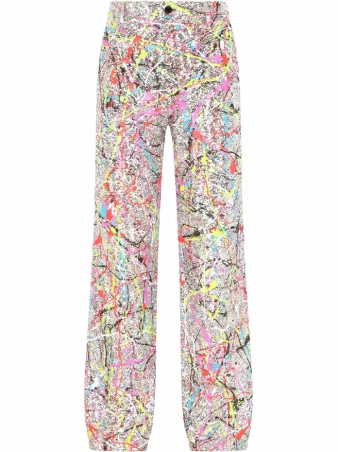 Dolce & Gabbana paint splatter wide leg suit trousers Silver GYZMHZFLM7Q