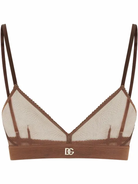Dolce & Gabbana V-neck logo bralette Brown O1C76TONL34