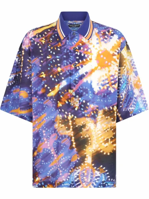 Dolce & Gabbana graphic-print polo shirt Blue G5IN9THS5ML