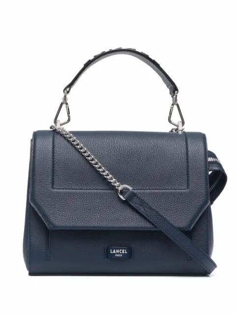 Lancel logo-print leather tote bag Blue A0922280TU