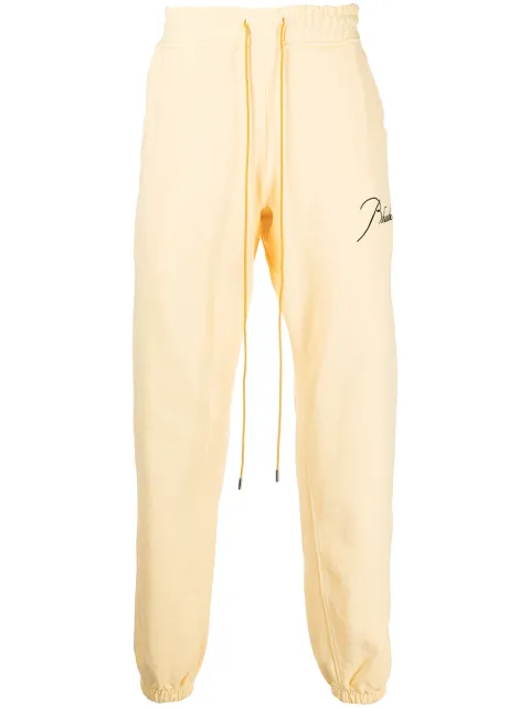RHUDE logo-embroidered track trousers Yellow RHFW21PA15012