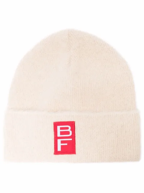 BY FAR logo-patch brushed-effect beanie Neutrals 21FWSLHBCEALPA