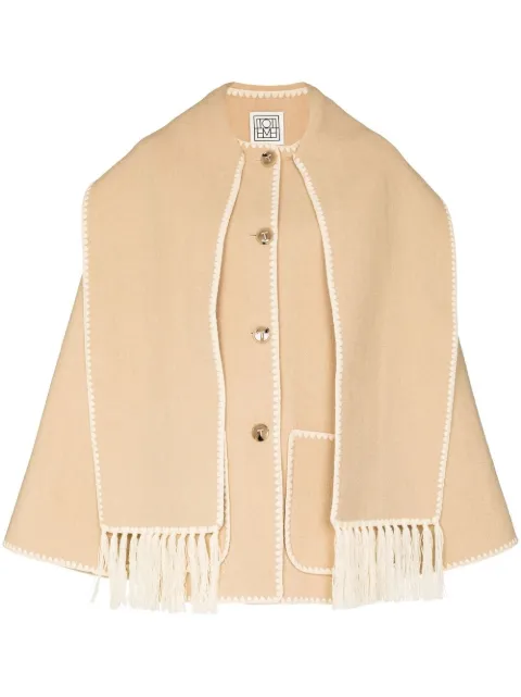 TOTEME embroidered scarf button-front jacket Neutrals 222117201867