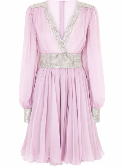 Dolce & Gabbana V-neck chiffon minidress Purple F6AAEZFU1UR