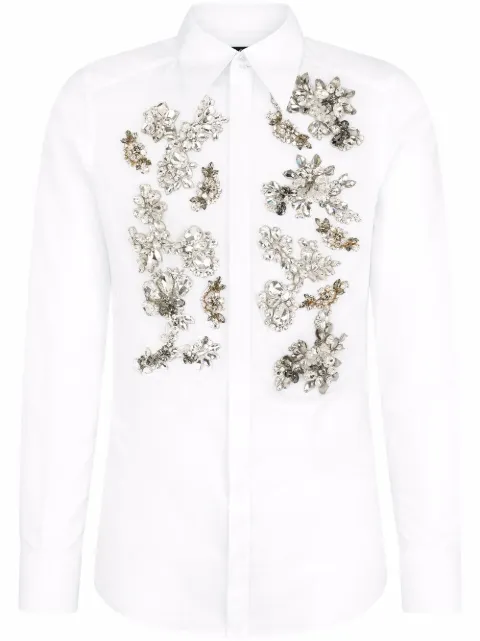 Dolce & Gabbana Martini-fit crystal-embellished shirt White G5JL8ZGEZB3