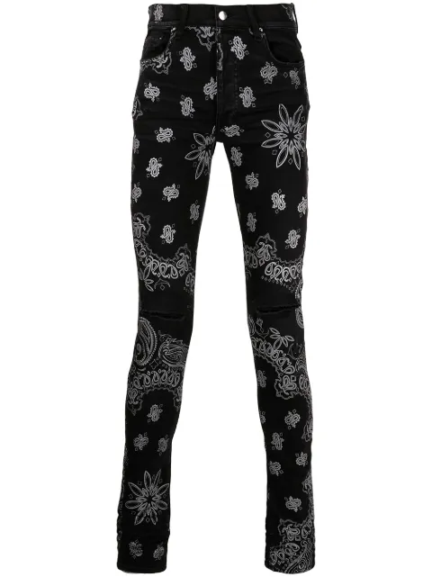 AMIRI Flocked Bandana Skinny Jeans "Black" Black MDS050023
