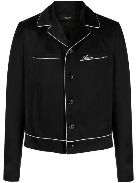 AMIRI logo-print pyjama-shirt jacket Black MSL004