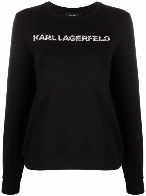 Karl Lagerfeld logo-print crew neck sweatshirt Black 221W1815999
