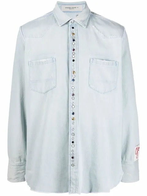 Golden Goose bleached denim shirt Blue GMP00487P000636