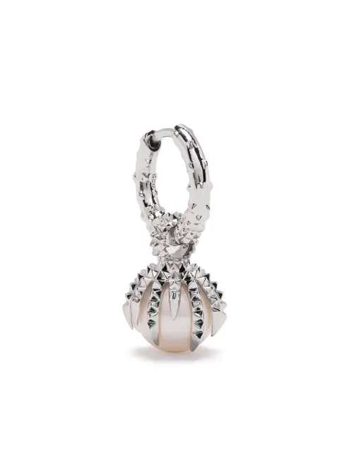 Kasun London Dragon pearl-drop single earring Silver DRAGONANDPEARLHOOPSILVERANDIVORYSINGLE