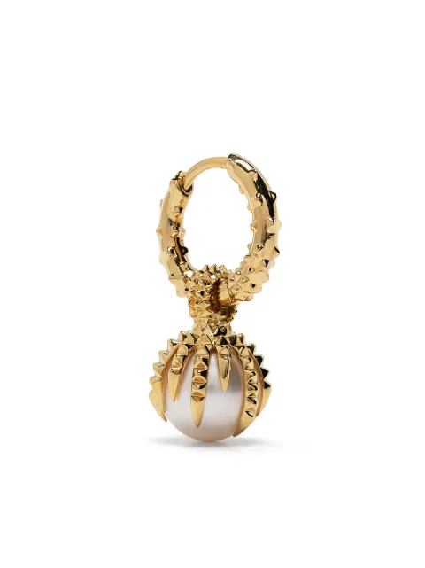 Kasun London Dragon pearl-drop single earring Gold DRAGONANDPEARLHOOPGOLDANDIVORYSINGLE