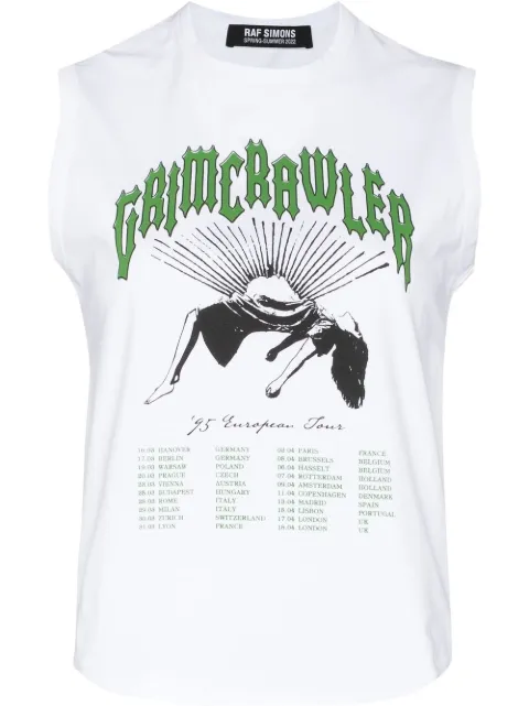 Raf Simons Grimcrawler-print sleeveless top White 221W145A