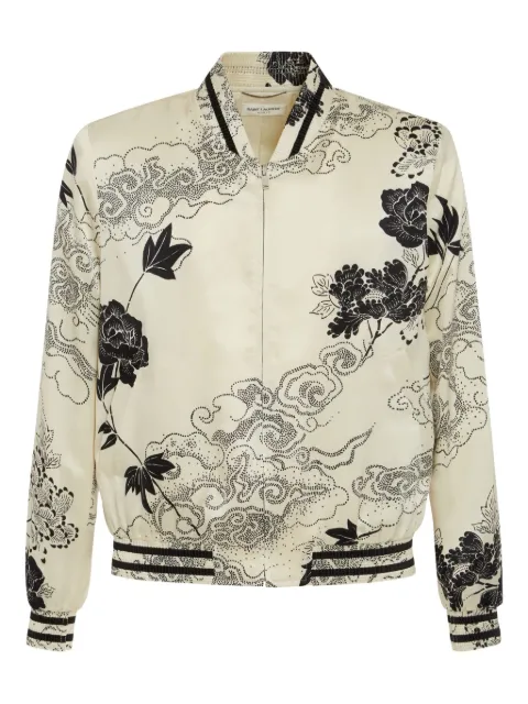 Saint Laurent floral-print bomber jacket Neutrals 685741Y1E37