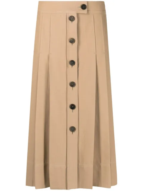 Ferragamo buttoned-up pleated skirt Neutrals 752048