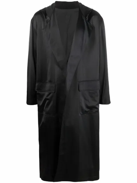 Yohji Yamamoto Pre-Owned 1995 logo-print hooded robe Black YY101PT