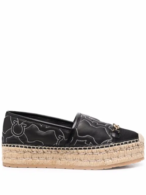 Ferragamo Gancini logo-embroidered espadrilles Black 751252
