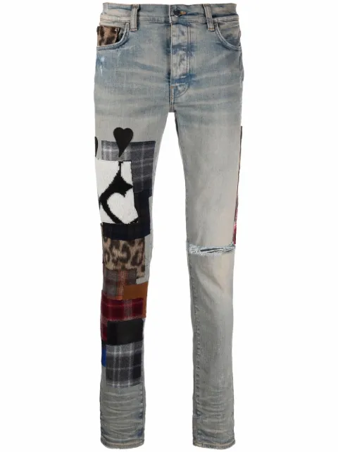 AMIRI patchwork-detail denim jeans Blue MDS118408