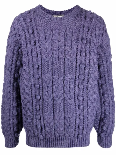Issey Miyake Pre-Owned 1980s chunky cable-knit jumper Purple HOLAMIY103