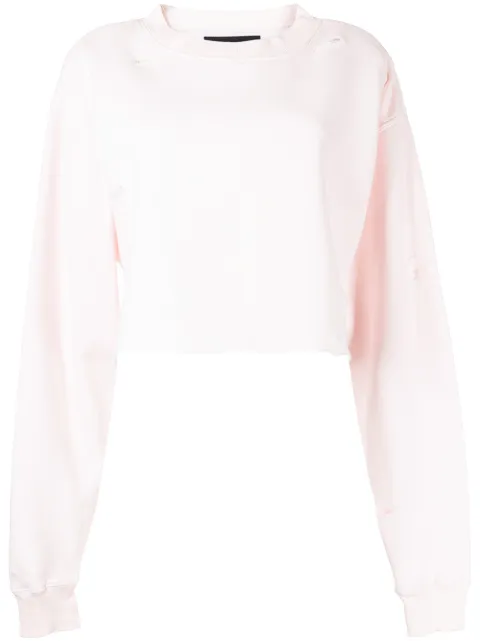 La Detresse distressed cropped sweatshirt Pink 002CP96ROS