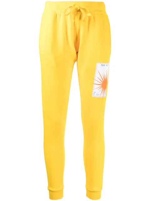 La Detresse logo-patch cotton-blend track trousers Yellow 002SW17STR