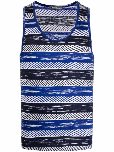 Issey Miyake Pre-Owned 1980s striped tank top Blue HOLAMIY101
