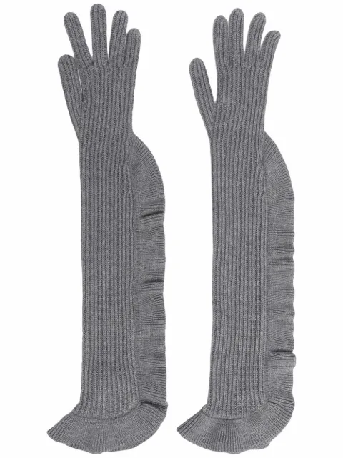 RED(V) ribbed knitted gloves Grey RKK00A68W