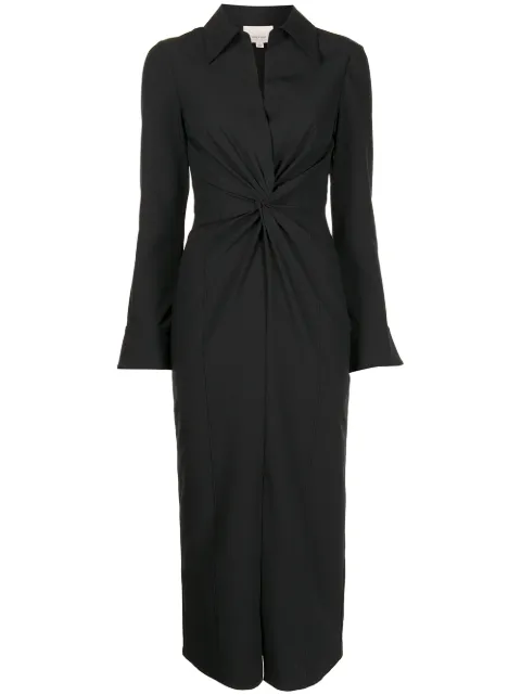 Cinq A Sept Mckenna twist midi shirt dress Black ZD14943626Z