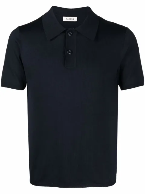 SANDRO short-sleeve knitted polo shirt Blue SHPTR00382