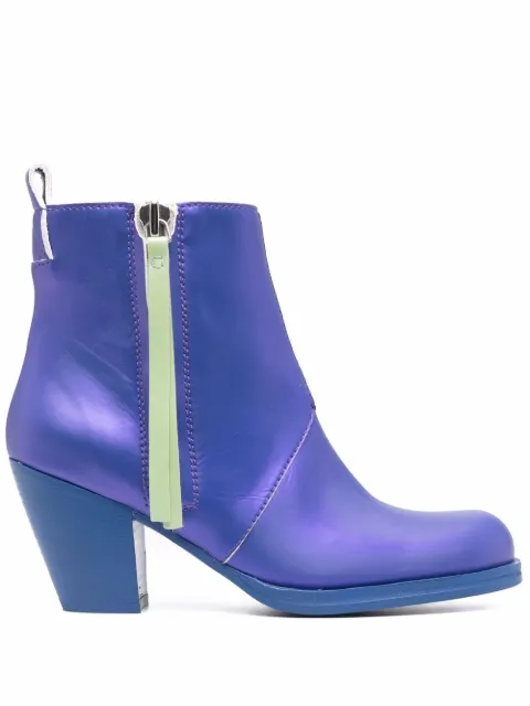 Honey Fucking Dijon zip-up heeled leather boots Blue HFD04SH01