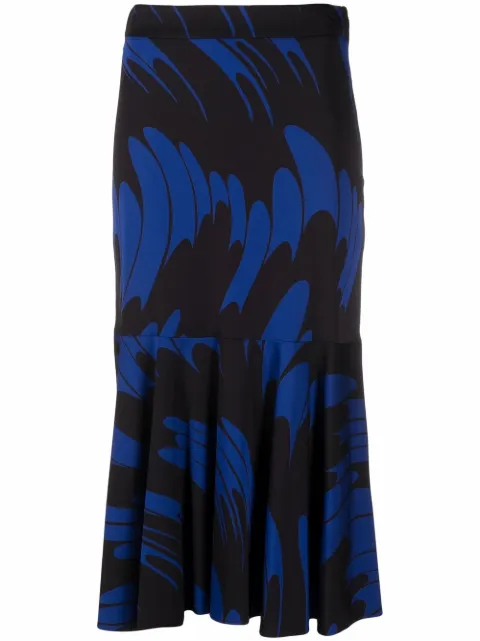 Stella McCartney Haya floral satin skirt with flared hem Black 603894SSA53