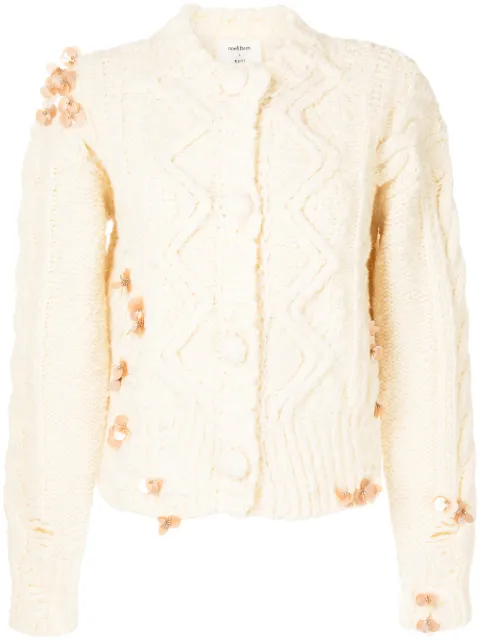 Onefifteen X Beyond The Radar appliqué detail cardigan White CA9026