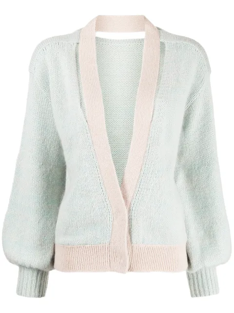 Onefifteen X Beyond The Radar contrast trim cardigan Green COL01KNIT09