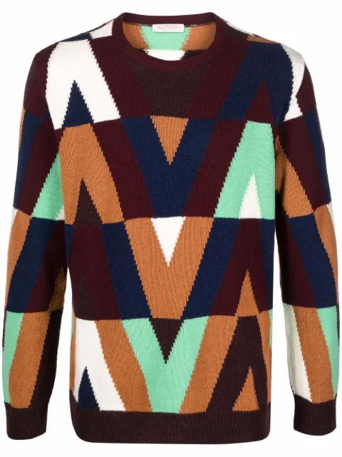Valentino Garavani logo-intarsia jumper Neutrals VKC19D854