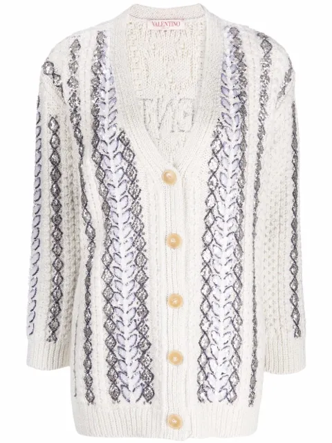 Valentino Garavani sequin-embellished knitted cardigan White BKA03H6V1