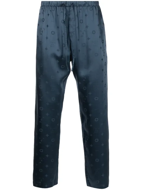 Fleur Du Mal jacquard silk pyjama bottoms Blue PA01480679