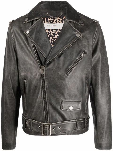 Golden Goose leather biker jacket Black GMP00297P000647