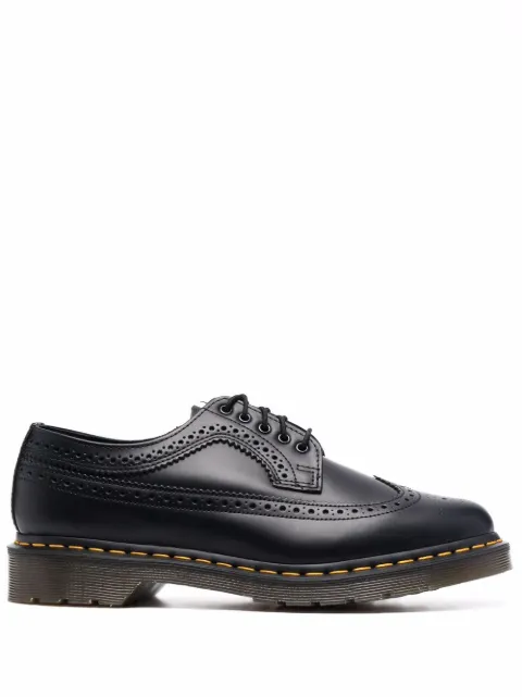 Dr. Martens 3989 Yellow Stitch brogue-details Derby shoes Black 22210001BLACKSMOOTH