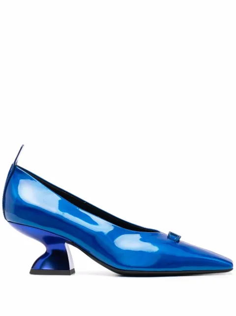Ferragamo F-heel leather pumps Blue 747882