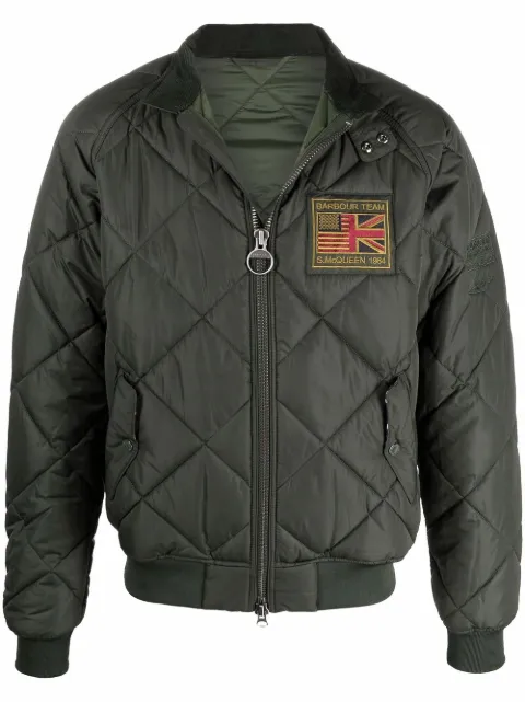Barbour International quilted embroidered jacket Green MQU1326