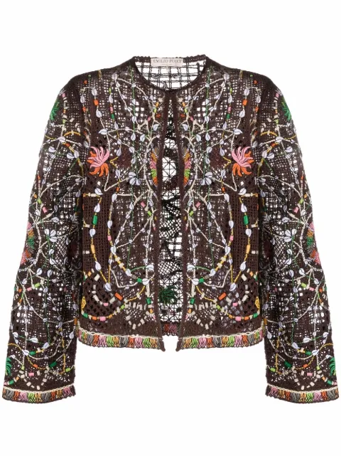 PUCCI embellished open-knit cardigan Brown 2HKM202H951012