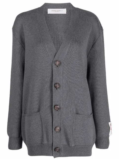 Golden Goose logo-print knitted cardigan Grey GWP00950P000662